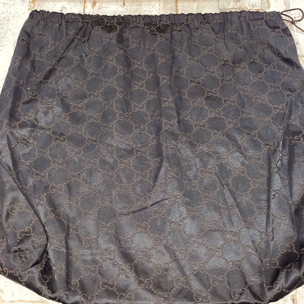 Vintage Gucci Brown Logo Drawsting Duster Bag
